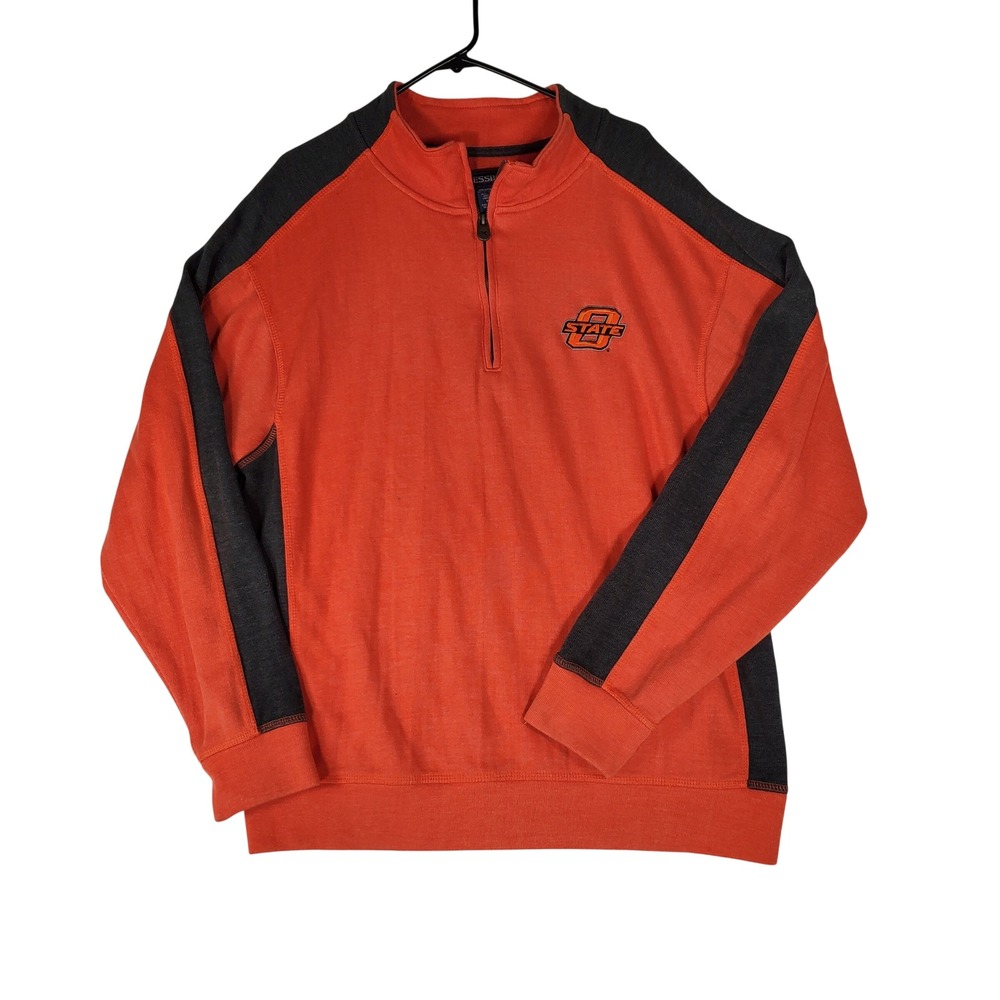 Pressbox Oklahoma State Cowboys Quarter Zip Sweatshirt Mens XL Orange Gray OSU